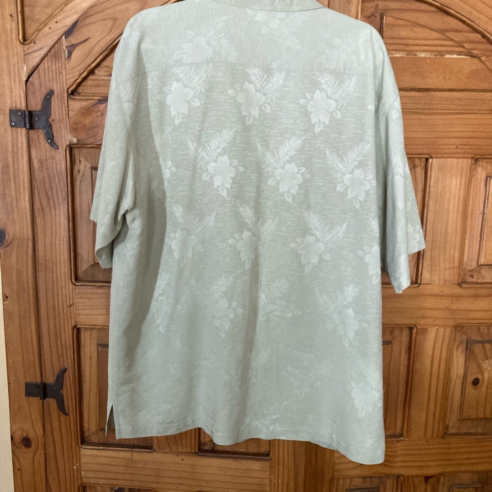 2/10.00 Eagle Dry Goods Pale Green Silk Short Sleeve Shirt L - Picture 2 of 3